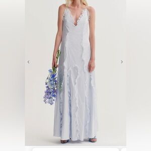 For love and lemons britney gown, Elegant Light Blue Ruffle Dress